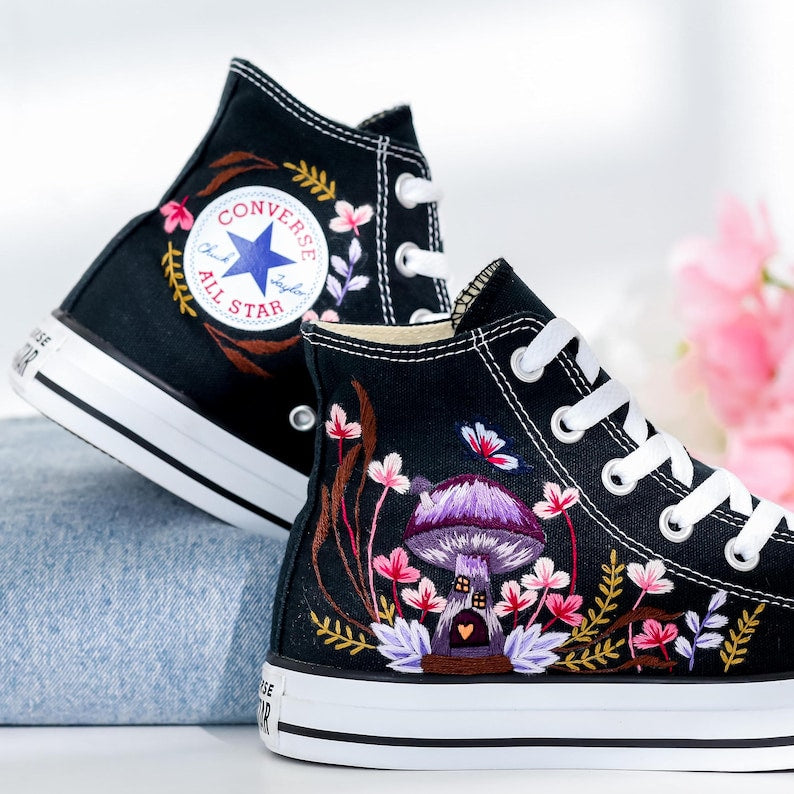 Mushrooms Embroidered Converse Shoes