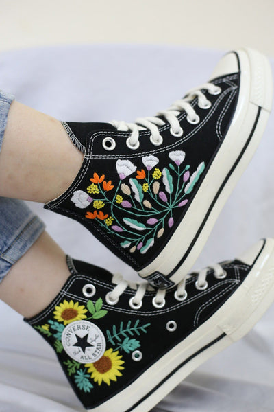 Sunflower Garden Converse Embroidery