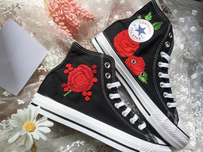 Red Rose Converse Embroidery