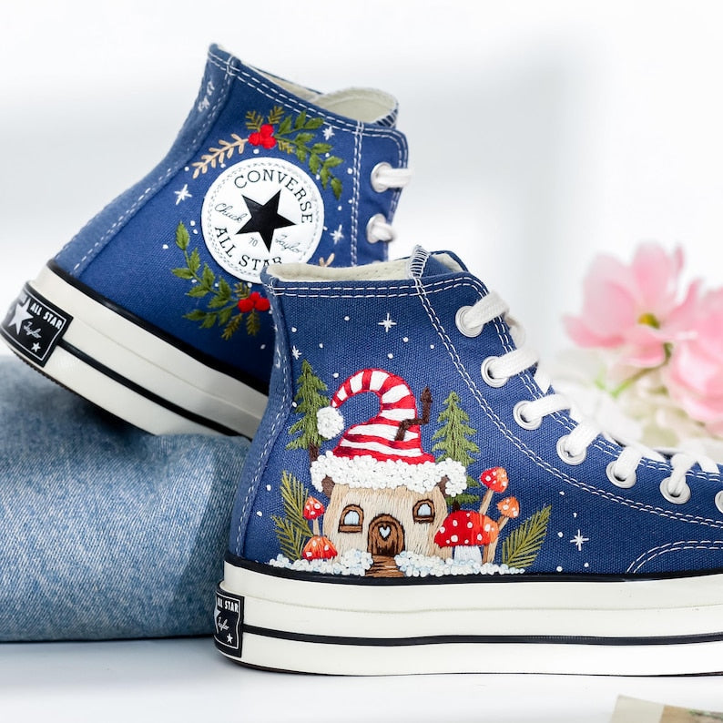 Christmas Embroidered Converse Shoes