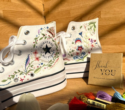 Sea Shells and Flowers Converse Embroidery