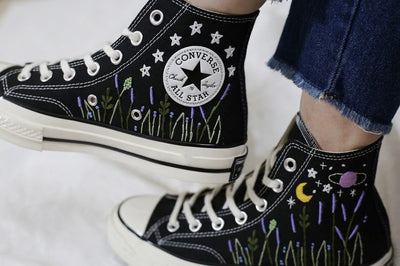 Lavender Night Converse Embroidery