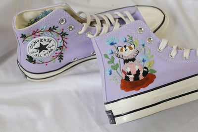 Cat Wildflower Converse Embroidery