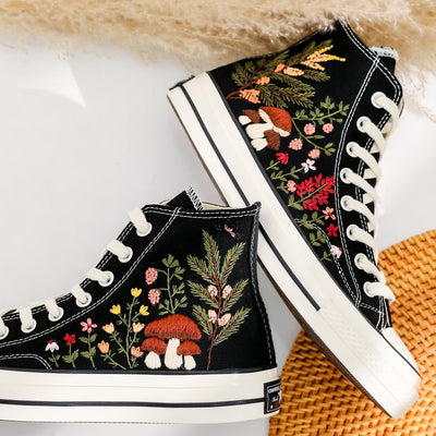 Mushroom Embroidered Converse High Top