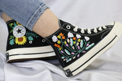Garden Flower Converse Embroidery