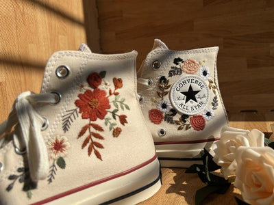 Autumn Wildflower Bouquet Converse Embroidery