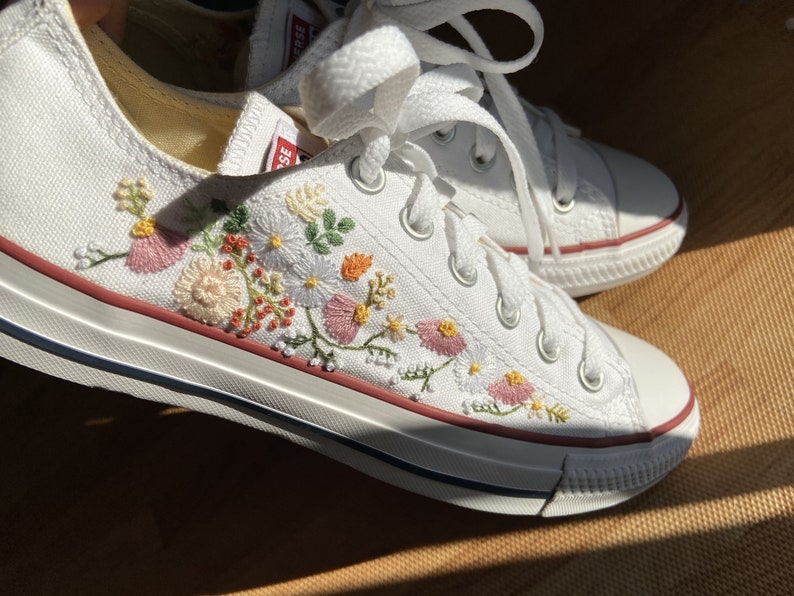 Pastel Cosmos Meadow Converse Embroidery
