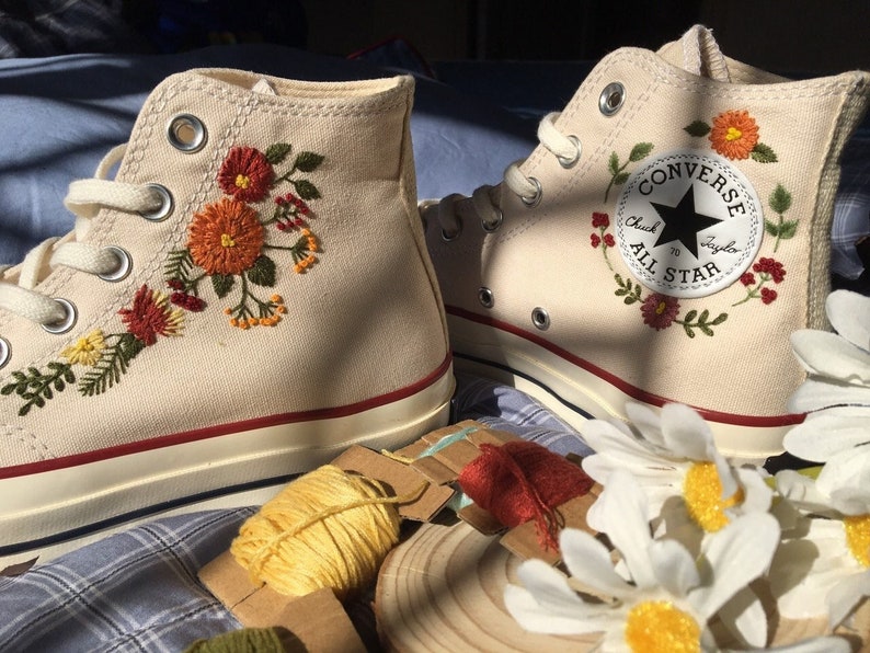 Autumn Flower Converse Embroidery