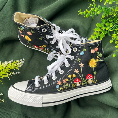 Mushrooms and Dandelions Converse Embroidery