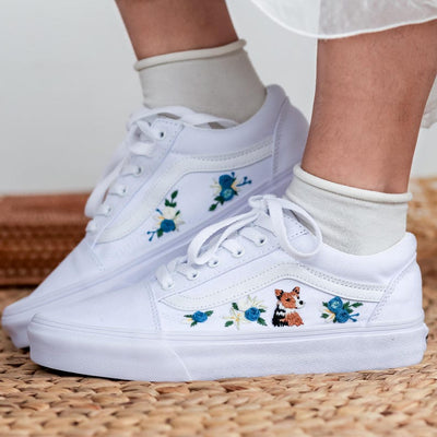 Blue Rose Fox Converse Embroidery