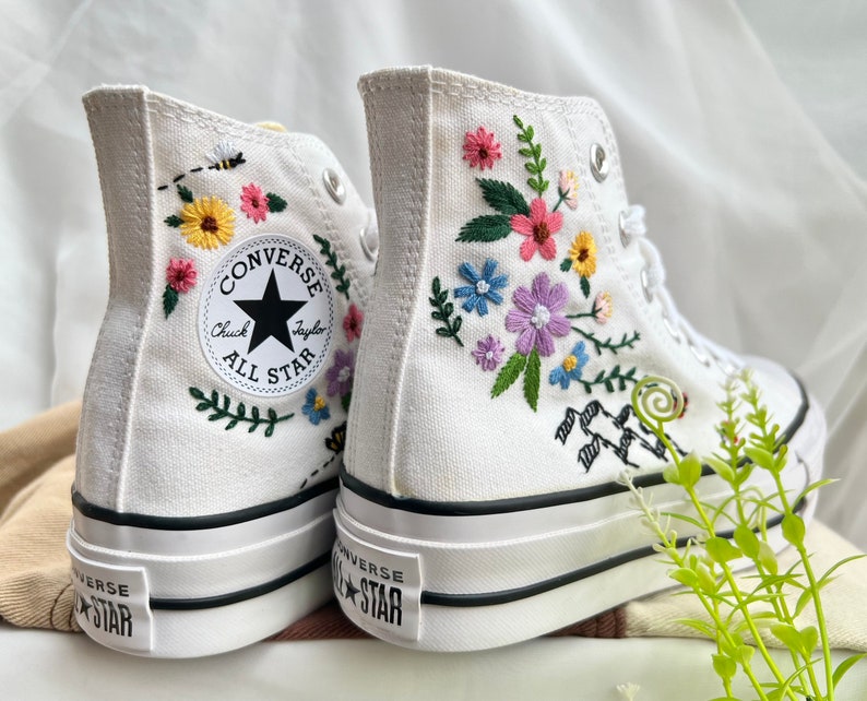 Mountain Wildflowers & Ladybugs Converse Embroidery