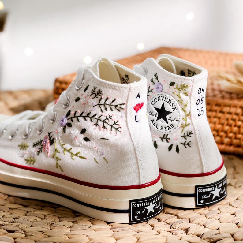Lavender Wreath Converse Embroidery