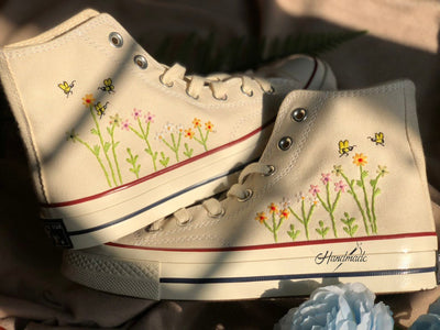 Butterfly Daisy Wreath Converse Embroidery