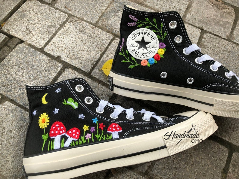 Mushroom, Star and Moons Embroidered shoes