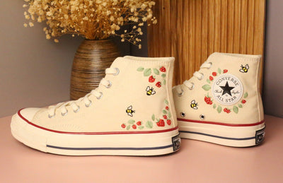 Strawberry Bee Converse Embroidery