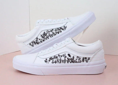 Wildflower Line Art Converse Embroidery