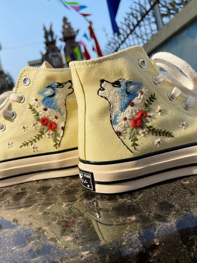 Wolf & Red Rose Converse Embroidery