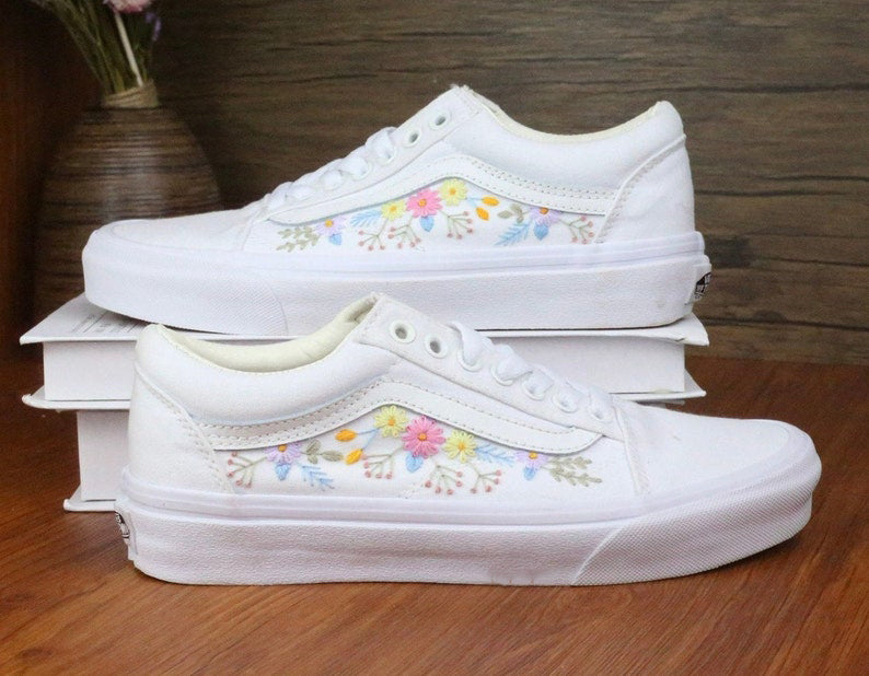 Pastel Wildflower Vans Embroidery