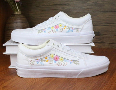 Pastel Wildflower Vans Embroidery