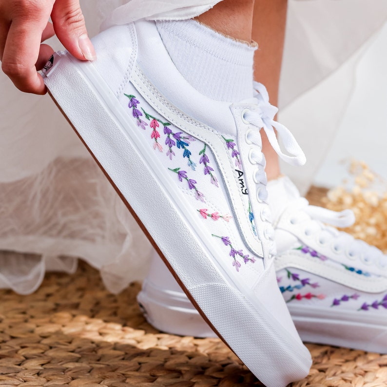 Lavender Pastel Vine Converse Embroidery