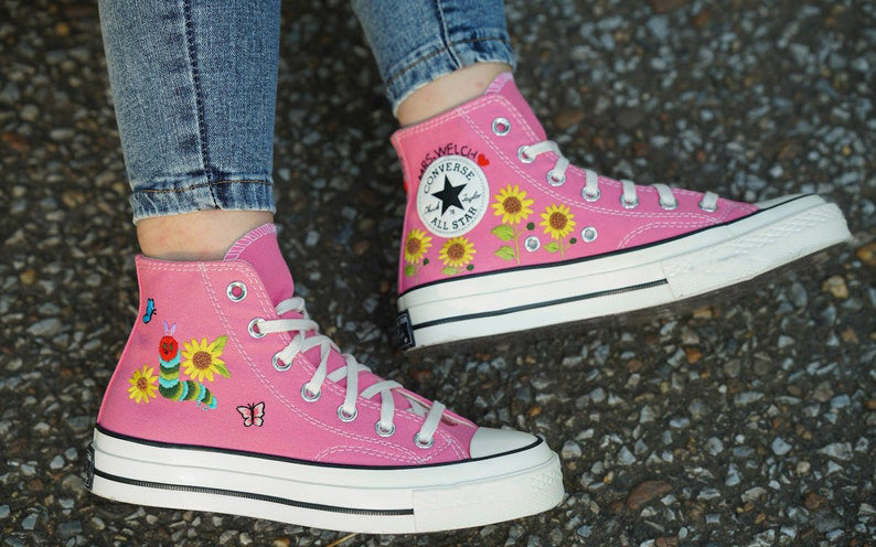 Sunflower Caterpillar Converse Embroidery