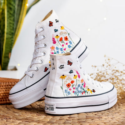 Butterfly Meadow Converse Embroidery