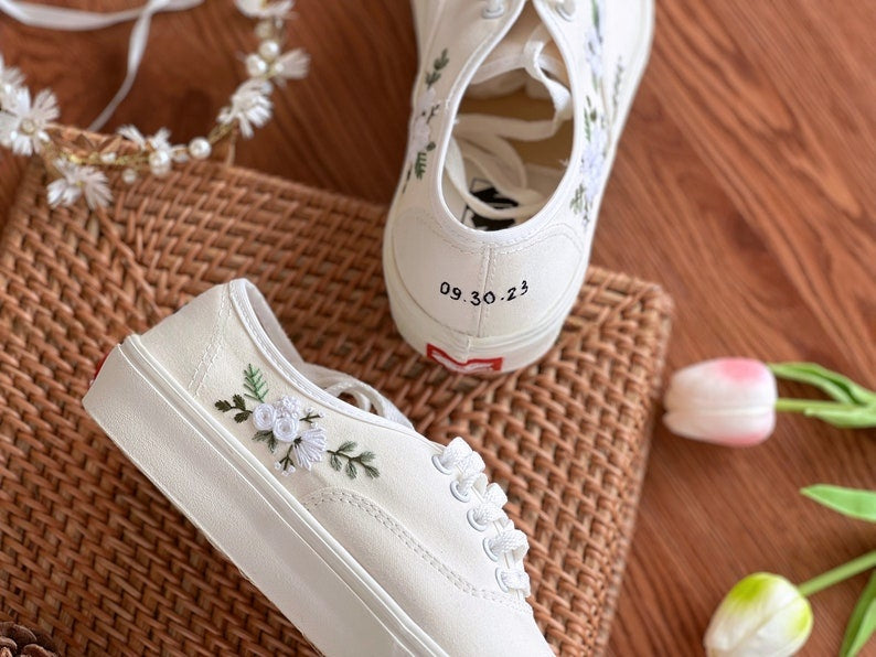 White Rose Wedding Converse Embroidery