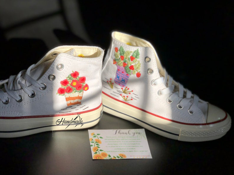 Strawberry Wedding Date Converse Embroidery