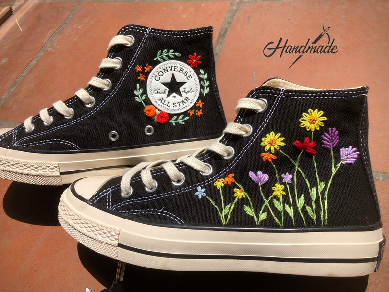 Wildflower Lavender Garden Converse Embroidery