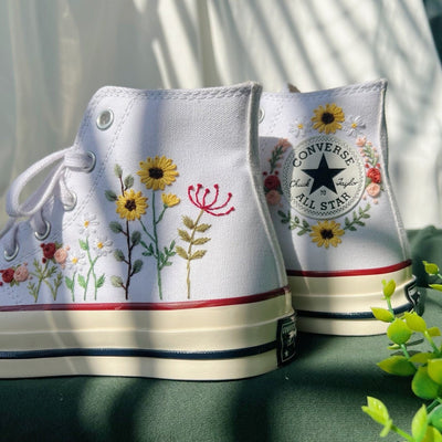 Sunflower & Wildflowers Converse Embroidery