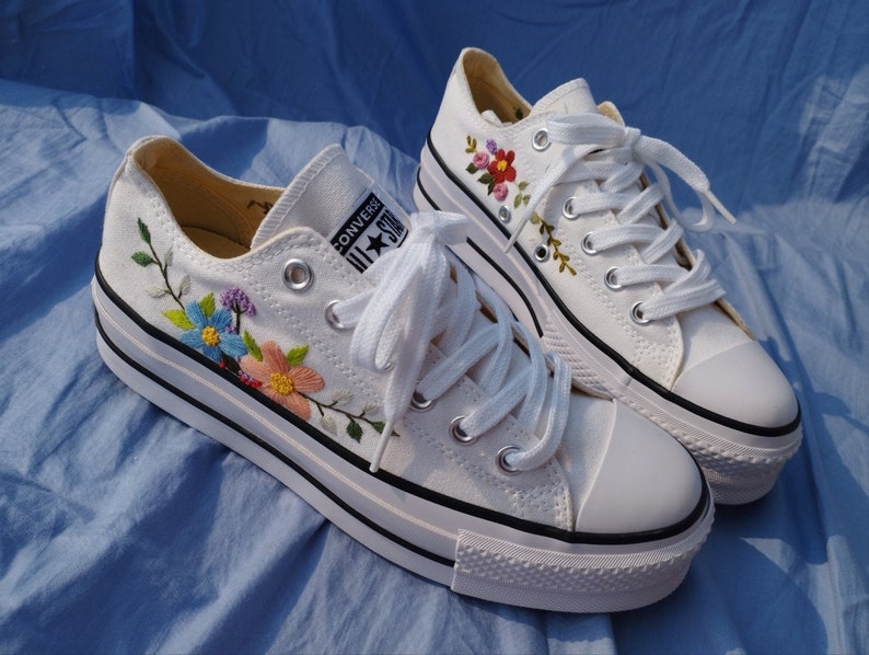 Pastel Wildflower Converse Embroidery