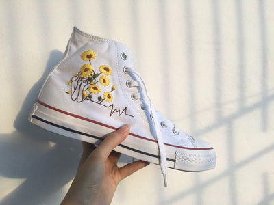 Sunflower Hand & Girl Outline Converse Embroidery