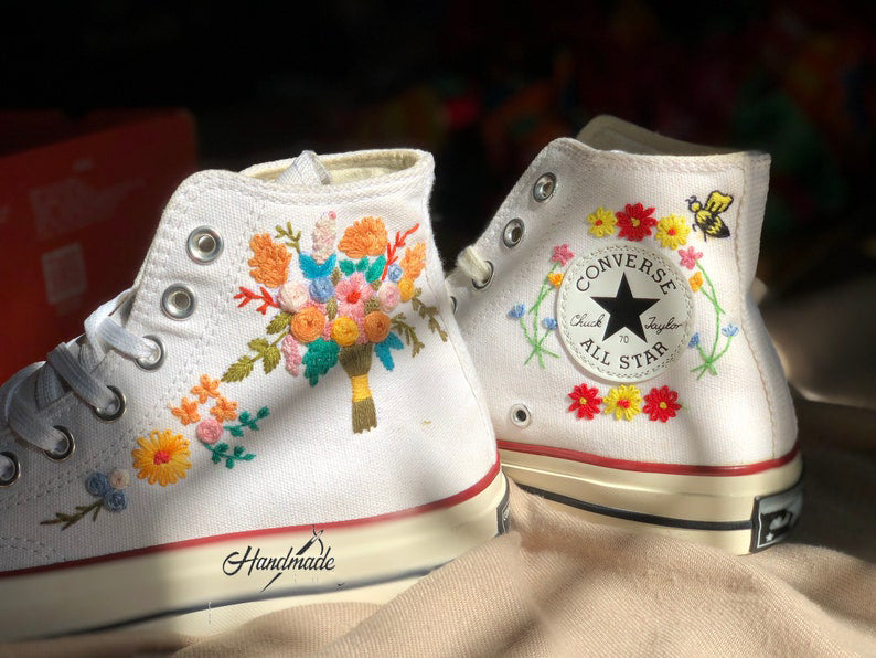 Bouquet Daisy Wreath Converse Embroidery