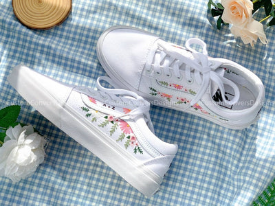 Embroidered Pastel Roses Vans