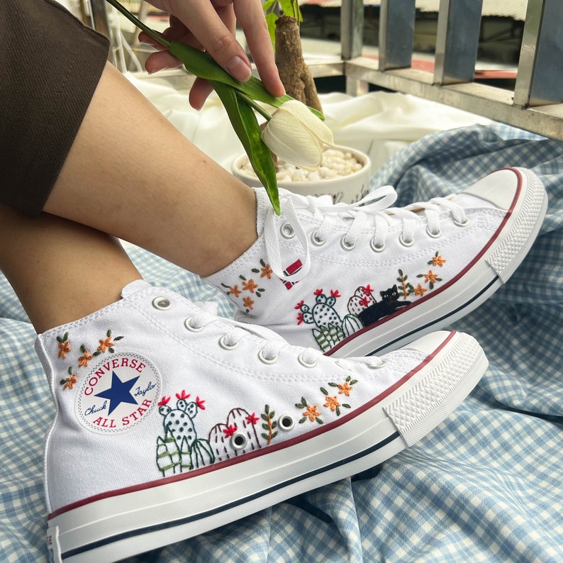 Cactus Cat Converse Embroidery