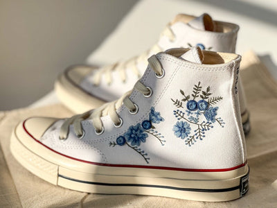 Blue Rose Bouquet Converse Embroidery
