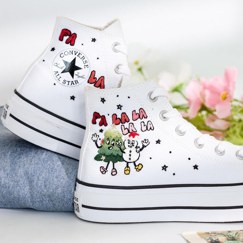 Christmas Embroidered Converse Shoes