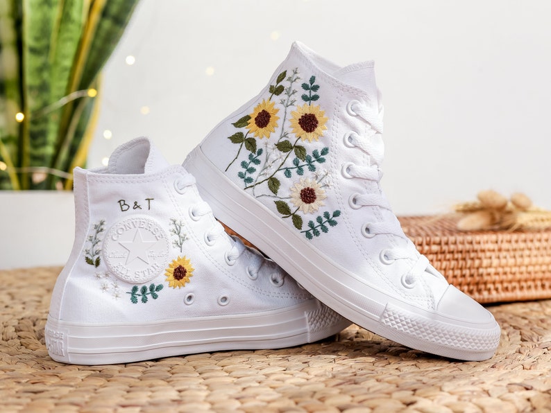 Sunflower Bouquet Converse Embroidery