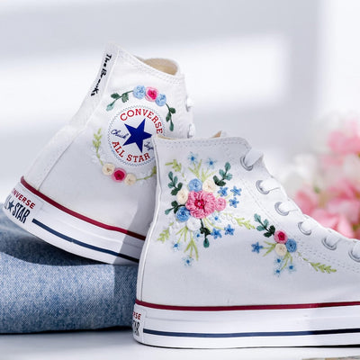 Wedding Flowers Embroidered Converse Shoes