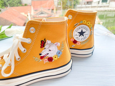 Dog and Butterfly Converse Embroidery