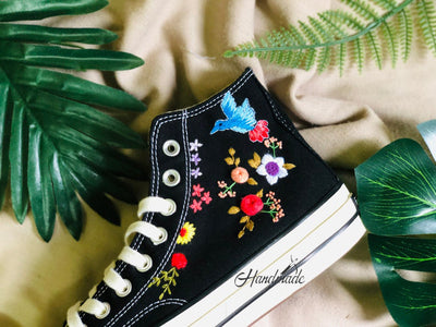 Hummingbird Wildflower Converse Embroidery
