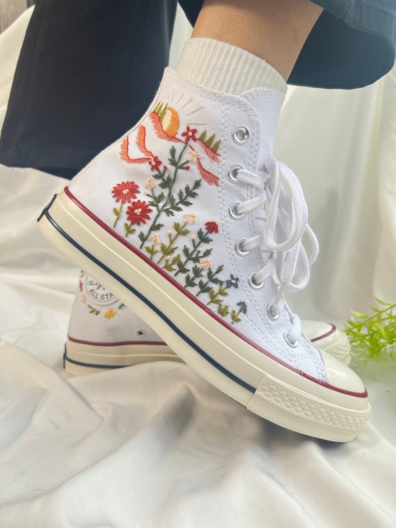 Sunbird Floral Converse Embroidery