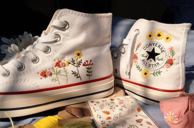 Daisy and Wildflowers Converse Embroidery