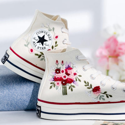 Beads Embroidered Converse Shoes