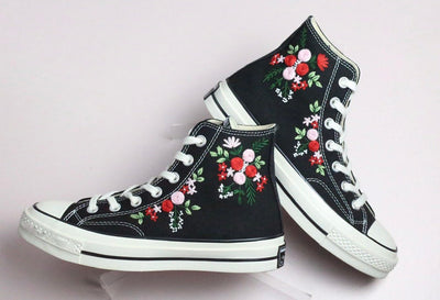 Red Rose Bouquet Converse Embroidery
