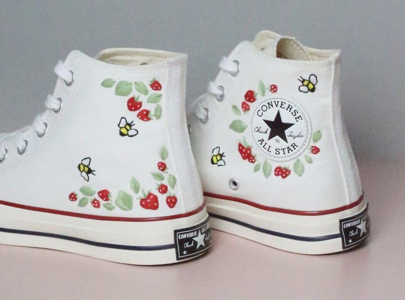 Strawberry Bees Converse Embroidery
