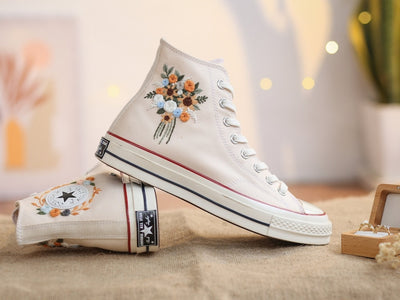 Orange Rose Bouquet Converse Embroidery