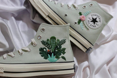 Cactus Garden Converse Embroidery