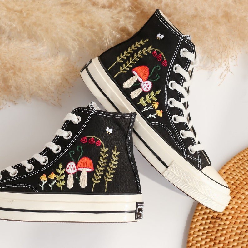 Mushroom Embroidered Converse High Top