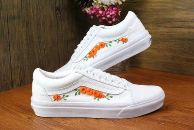 Orange Rose Vine Converse Embroidery